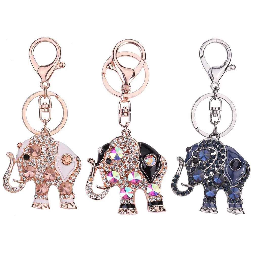 1PC Trendy Elephant Keychain Rhinestone Crystal Keyring Bag Charm