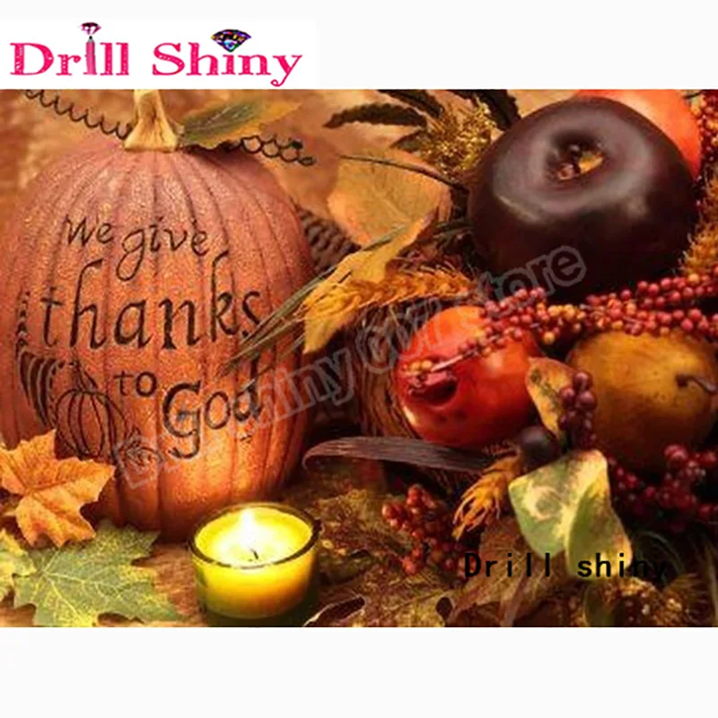 

5D DIY Full Square/Round Drill Diamond Painting 'Thanksgiving Pumpkin candle' Diamond Embroidery cross stitch mosaic home decor