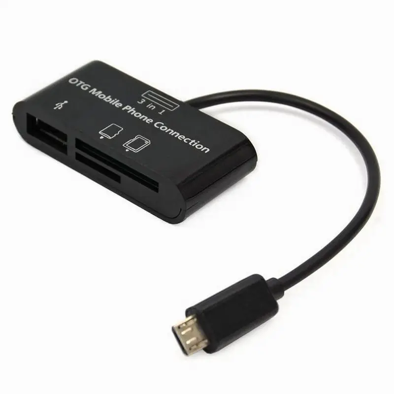 

3in1 USB Connection SD MMC TF MicroUSB OTG CardReader leitor de cartao For Mobile Phone Samsung HTC OTG Cable Adapter Micro USB