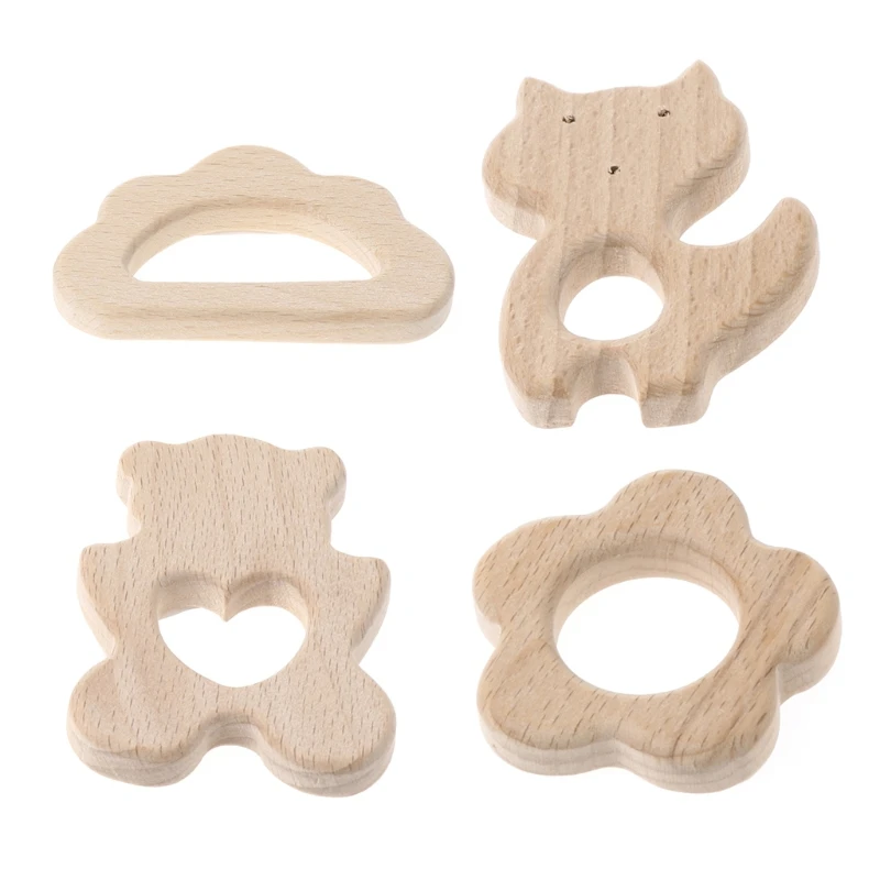 

Baby Wooden Teething Relief Toy Nature Organic Cloud Baby Nursing Holder Teether