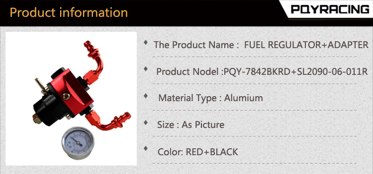 PQY-fpr AN6 фитинг DIY черный и красный EFI регулятор давления топлива Универсальный с 2 шт нажимной замок шланга концевые фитинги