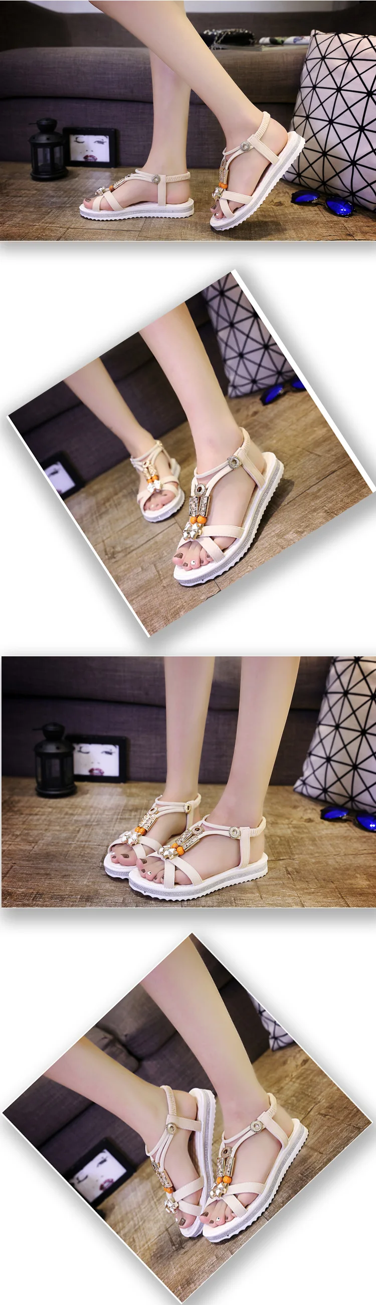 Kalupao Girl Shose Red Beaded Flat Sandals Elastic Band Sandals Soft Rubber Fish Mouth Shoes Girl Summer Footwear Big Size 35-40 (21)