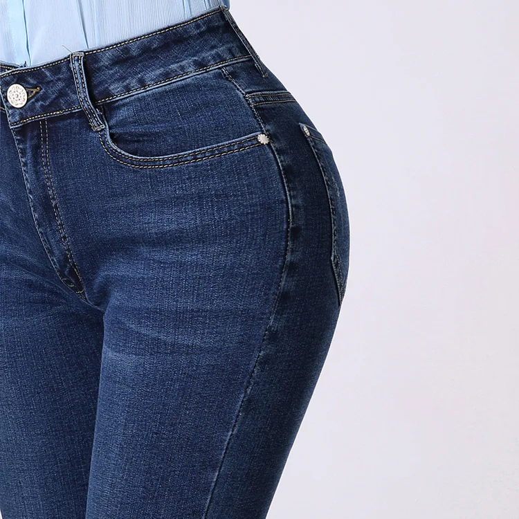 Женские джинсы с эластичной резинкой на талии, джинсы, штаны со средней талией, одежда с вышивкой, Pantalon Femme, Стрейчевые узкие джинсы для женщин