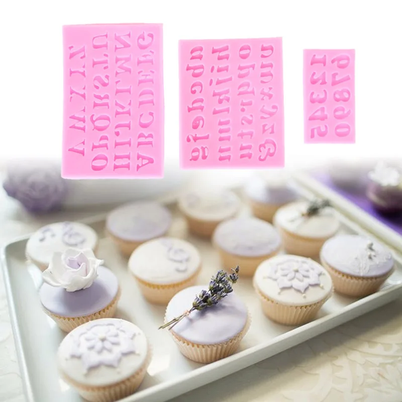 3Pcs Pink Silicone mould Alphabet Figures Chocolate Cake ...