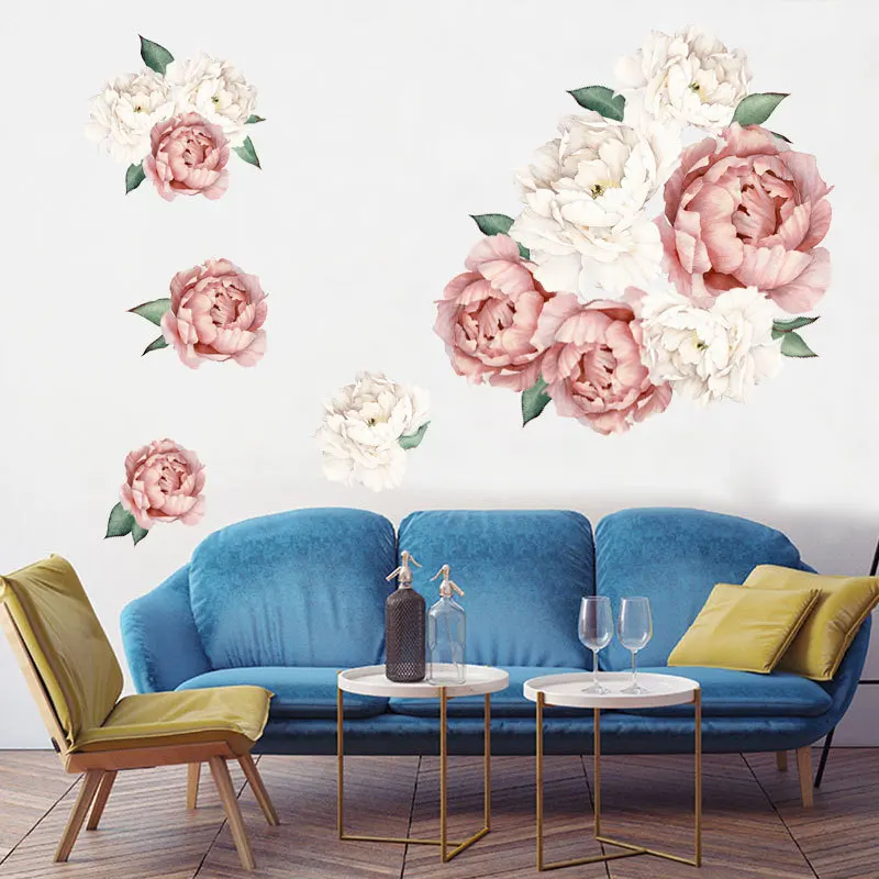 

Waterproof Peony Flower Wall Sticker 45*60CM PVC Creative Wall Decals Wall Home Decoration Bedroom Kids Room Decoration