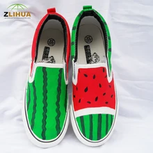8 Styles Child Shoes Kids Watermelon Cartoon Graffiti Paternity Shoes Hand Painted Canvas Shoes for Boys Girls Cartoon Casual