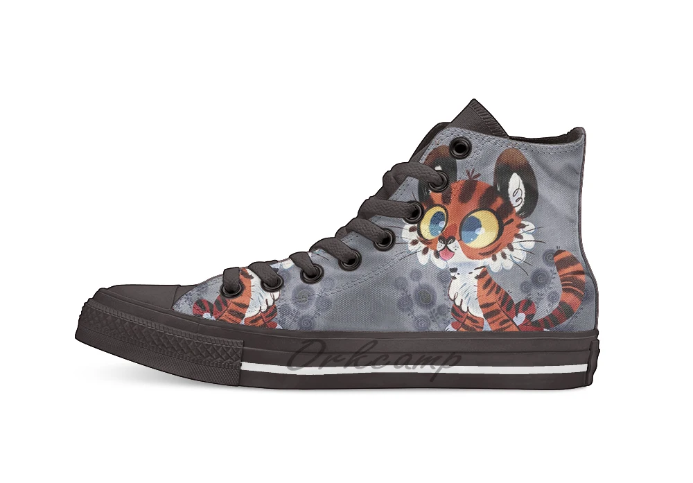 

Derpy Tiger Cub Unisex High Top Canvas flat Casual Custom shoes Drop Shipping