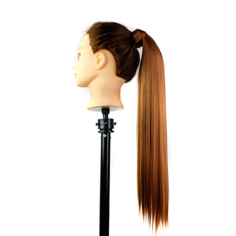 MSIWIGS Long Wrap On Synthetic Straight Ponytails for Women Natural Clip In Hair Extension Hairpieces Blonde False Hair