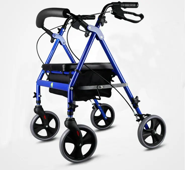 

Portable super light elder adult folding shopping 4 wheel seat rolling walker rollator wheelchair cart Hand Wheel Scooter