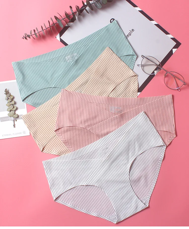 Women's Sexy Seamless Panties Ice Silk Big Size Briefs Triangle Underwear Intimates Pregnant Women Underwear Lingerie  (12)