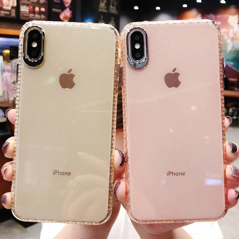

Gold Bling Metal Button Shockproof Cases For iPhone X XS XR Max Soft TPU Clear Case Cover For iPhone 7 8 6 6s Plus Glitter Back