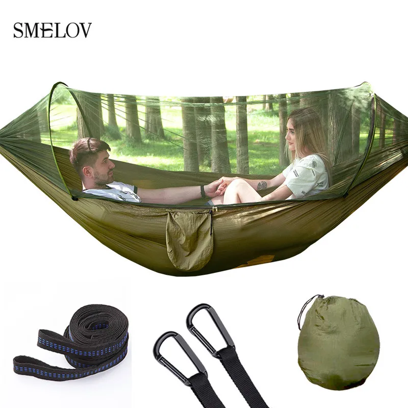 

Portable Automatic Quick Opening Hanging hammock Camping Swing Sleeping Bed 1/2 person outdoor mosquito net parachute hammock