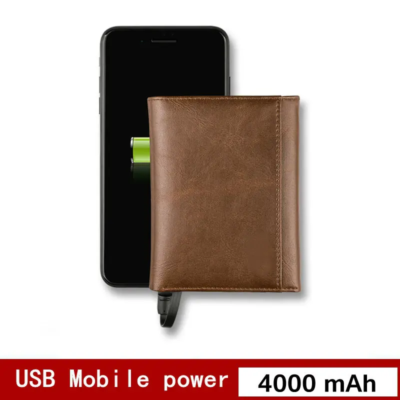 

Men Smart Wallet With USB for Charging Wallet With Ipone And Android Capacity 4000 mAh For Travel Wallet power bank