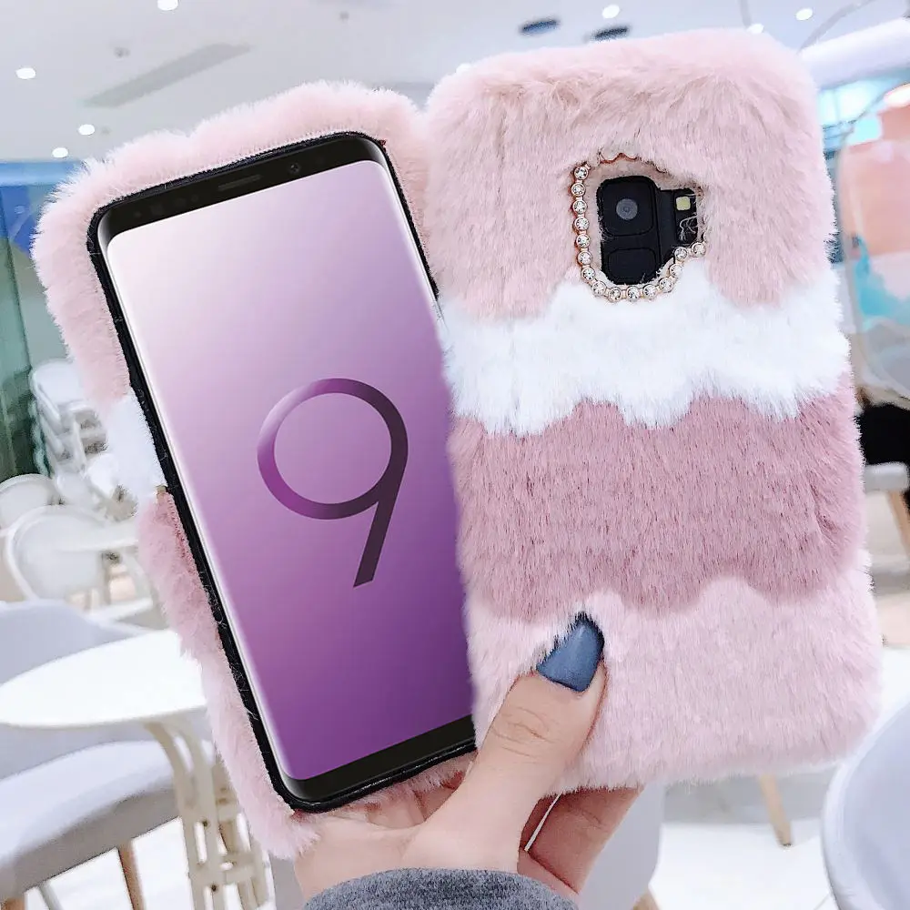 Роскошный меховой чехол для samsung S9 S8 S10 плюс S10E S7 край милый плюшевый силиконовый мягкий чехол для телефона samsung Galaxy Note 8 9 A6 A7 A8 J4 J6