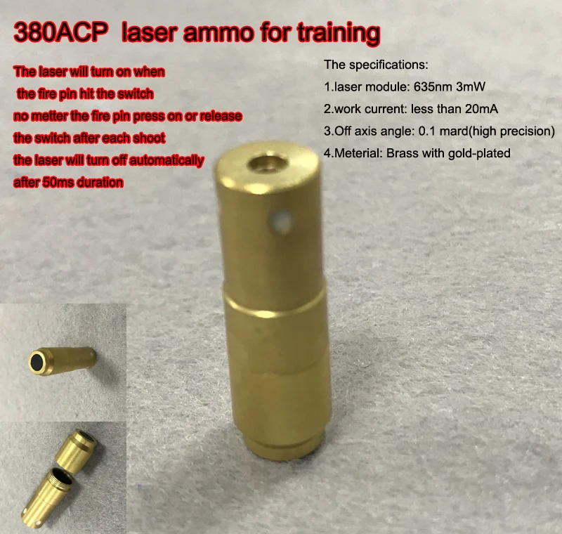 380ACP with 50ms delay Laser Ammo,Laser Bullet, Laser Cartridge for Dry