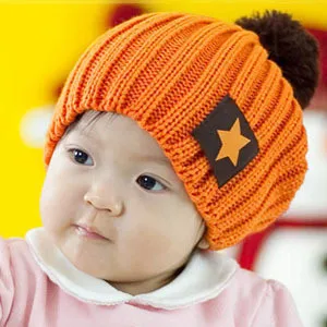 

Pentagon Star labeling wool hat knitted hat child star baby hat winter warm hat candy colors