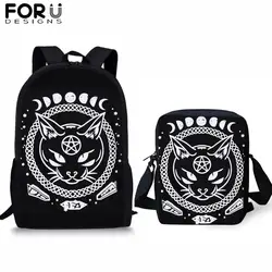 FORUDESIGNS/2 шт./компл. комплект школьных сумок для подростков обувь мальчиков девочек колдовство кошка школьный рюкзак ортопедическая студент