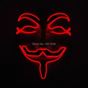 

High-end Fashion Mask Party Cheer Mask EL Wire Mask Color Red with Sound Activated Inverter Funny Glowing Mask