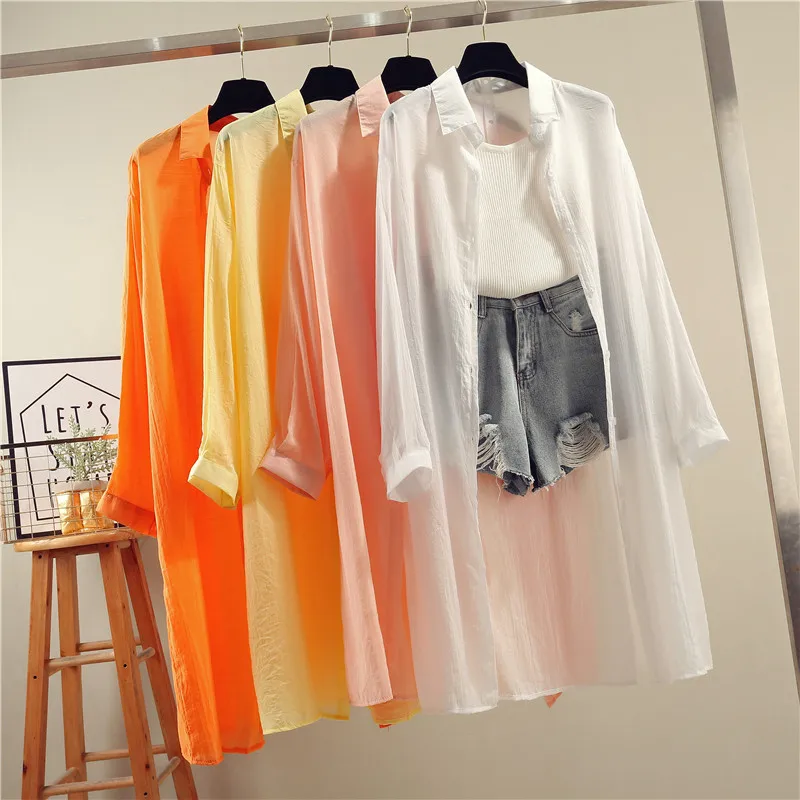 

2019 Fashion Summer Blouse Shirt Cute Women Candy Color Loose Long Shirts Top Women Summer Casual Comfortable Clothing
