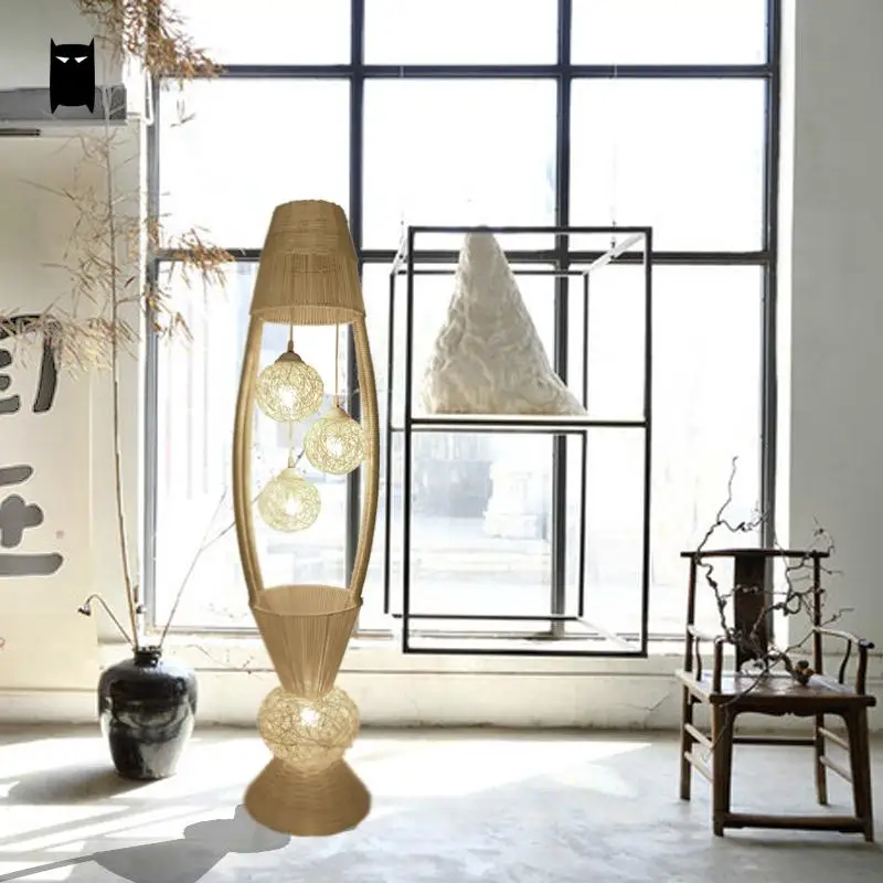 Выполненный на заказ дизайн плетеная Напольная Лампа с цветком из ротанга