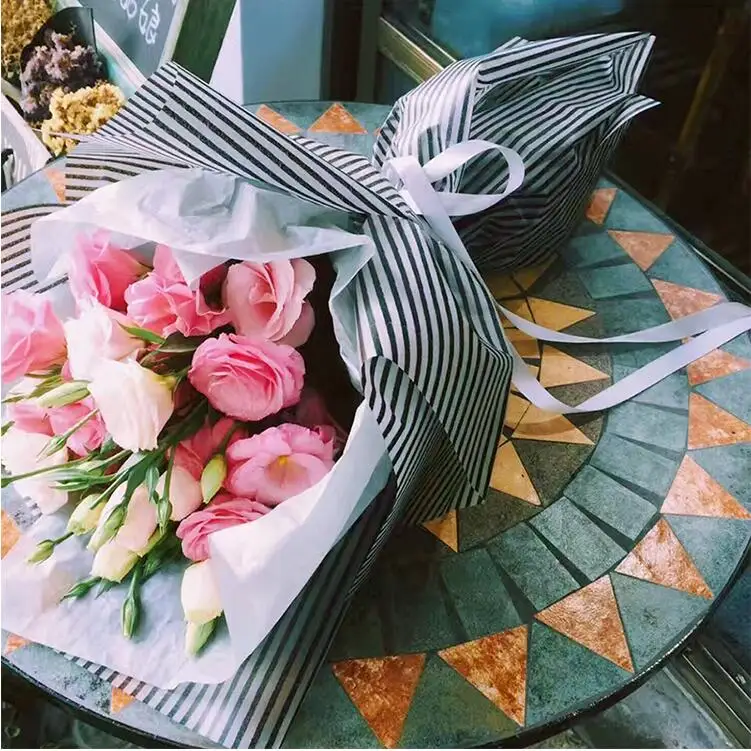 waterproof matte striped flowers packaging paper flowers paper flower florist