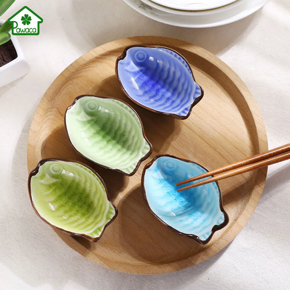 

Creative Sauce Dish Fish Shape Handcraft Ceramic Plates Mini Dishes Snacks Food Container for Kitchen Vinegar Seasoning Sauce