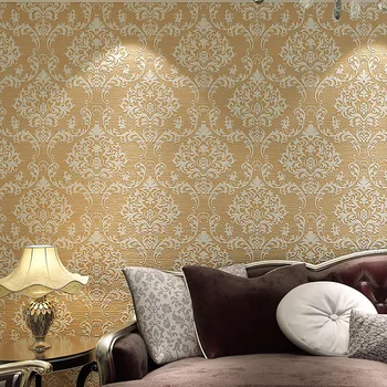 

Damascus european-style non-woven fabric washed over thick stereoscopic 3d wallpaper bedroom living room TV setting wall