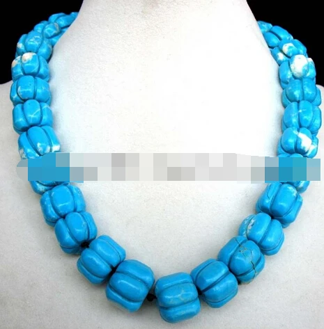 

FREE SHIPPING>@@> N3804 turquoise green pumpkin necklace 18