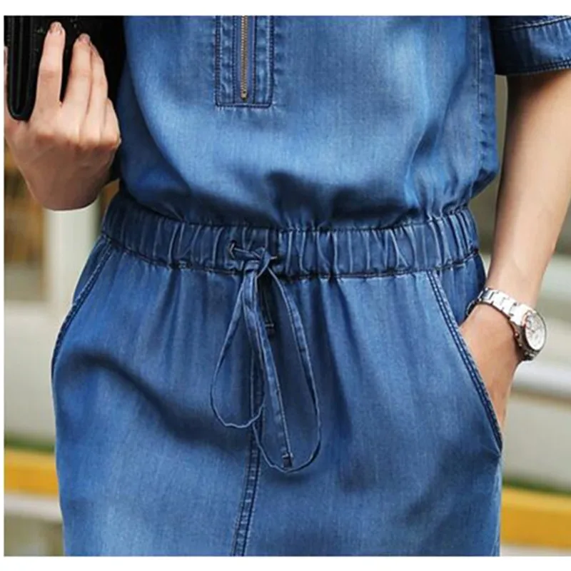 Denim Dress for Womens 2018 Spring Summer Long Jeans Dresses High quality Plus size Slim Female Casual Top Pullover OKXGNZ A1916