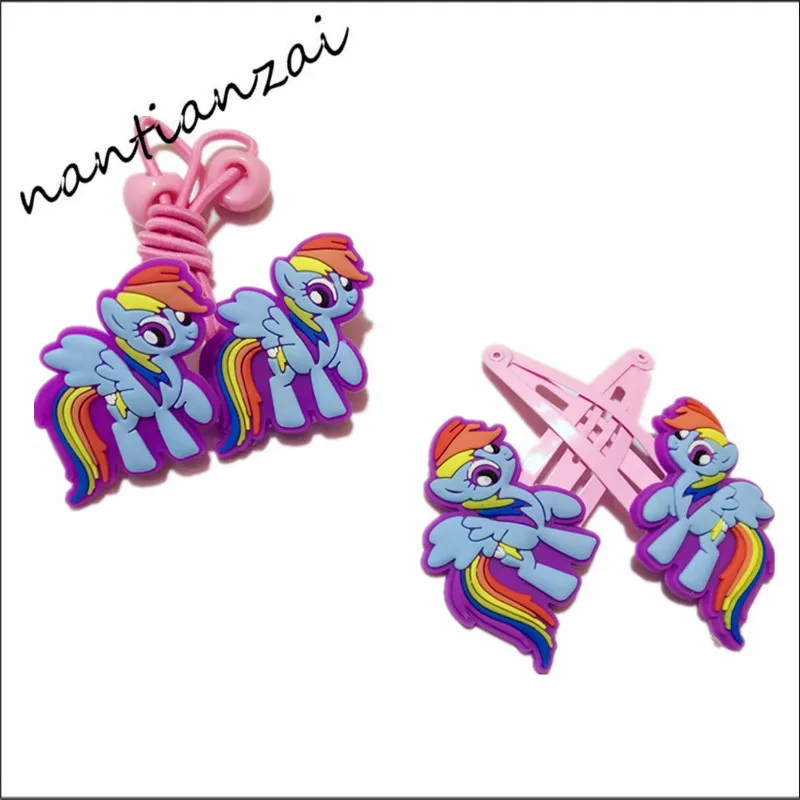 4 шт. прекрасный My Little Horse мультфильм девочек зажим для волос резинки для волос детские заколки для волос Головные уборы подарки для детей волос аксессуары
