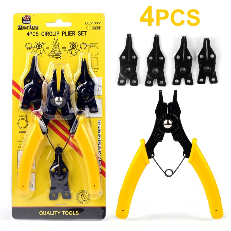 

4 in 1 Function Tool Snap Ring Tongs Pliers Set DIY Catch Ring Combination Clips Ornaments Snap Ring Pliers Internal External