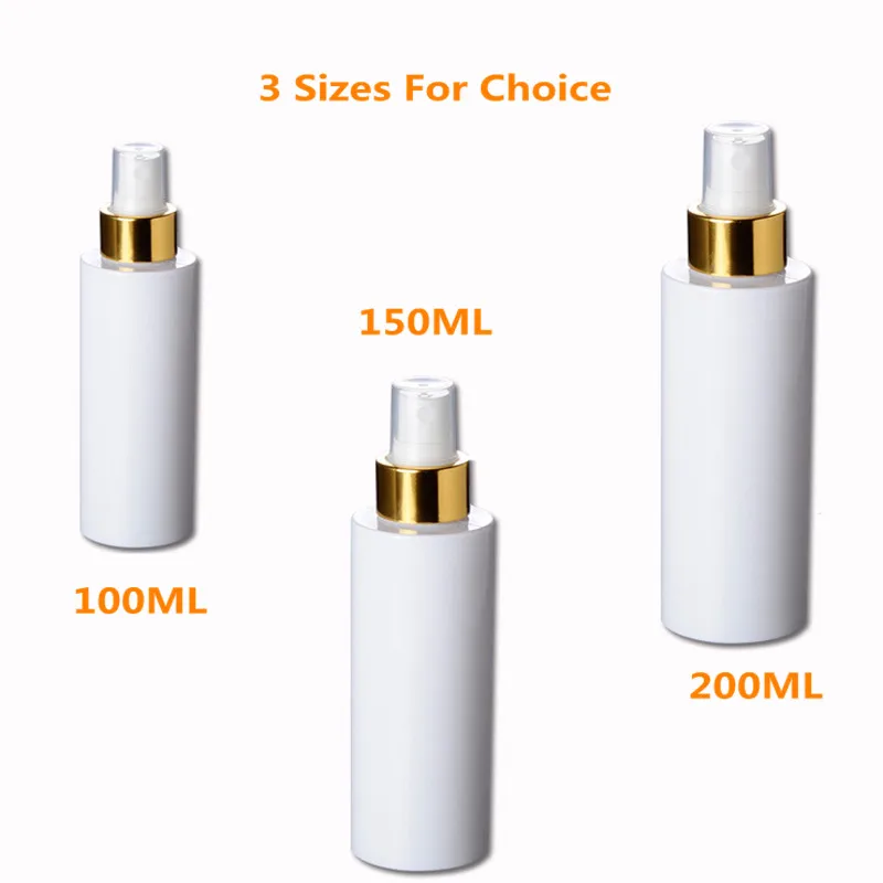 

3pc/lot 100ml Plastic Spray Bottle for alcohol with Fine Gold Sprayer Cylinder Bottle, white With Fine Mist Sprayer And Over cap