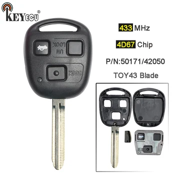 Keyforkess 433MHz 4 d67 sostituzione Chip 3 pulsanti telecomando portachiavi auto TOY43 lama per Toyota RAV4 Tarago Prado P/N: 50171/42050