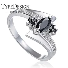 

TYPE JEWELRY fashion platinum zircon crystal black diamond ring For women wedding rings wholesale lots bulk