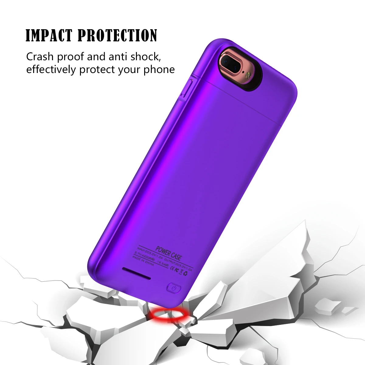 Casewin Батарея Зарядное устройство чехол для iPhone 6/6s/iPhone 7 Plus/8 5500 мА/ч, Мощность банк Батарея Зарядное устройство чехол для телефона на Батарея резервного копирования Мощность - Цвет: Фиолетовый