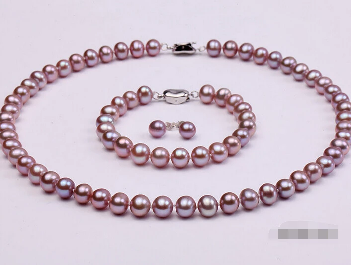 

Fast shipping + 07868 round freshwater pearl necklace,bracelet and earring set hot