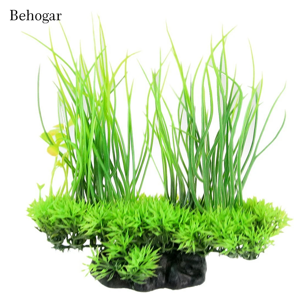 Behogar Plastic Artificial Green Water Grass Underwater Simulation