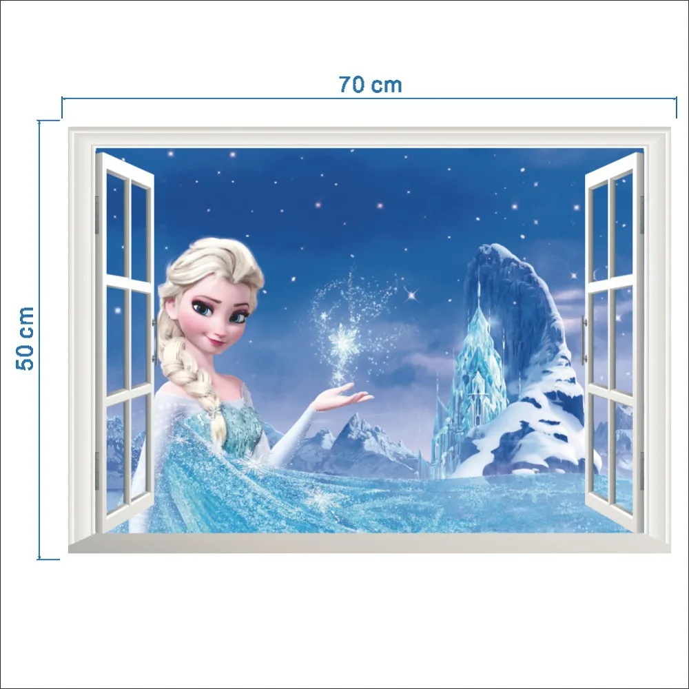 50*70cm New Frozen Elsa 3d three-dimensional fake window TV background wall stickers kindergarten children's stickers toys 50*70cm New Frozen Elsa 3d three-dimensional fake window TV background wall stickers kindergarten children's stickers toys