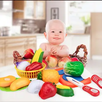 

12 Pcs Set Kids Kitchen Toy Plastic Fruit Vegetable Food Cutting Pretend Play Early Educational Children Toys NSV775