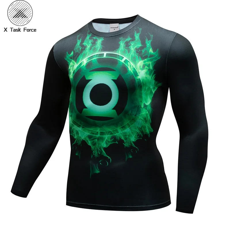 Green Lantern T-shirt Men Compression Short Sleeve Fitness Slim Tops Cosplay Tee