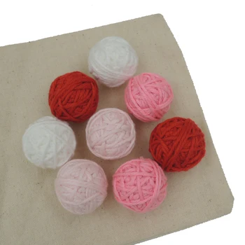 

40pcs red pink fuschia fade color crochet voodoo ball bead cotton yard pattern diy chunky handmade christmas decoration EA171