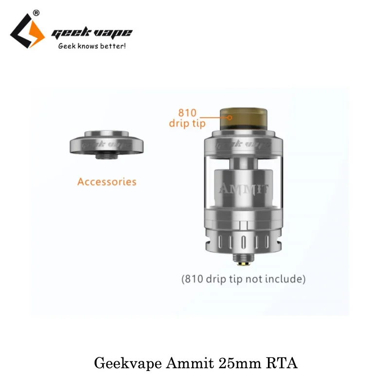 Оригинальный атомайзер GEEKVAPE AMMIT 25 RTA емкость 2 мл/5 мл Улучшенная система 3D