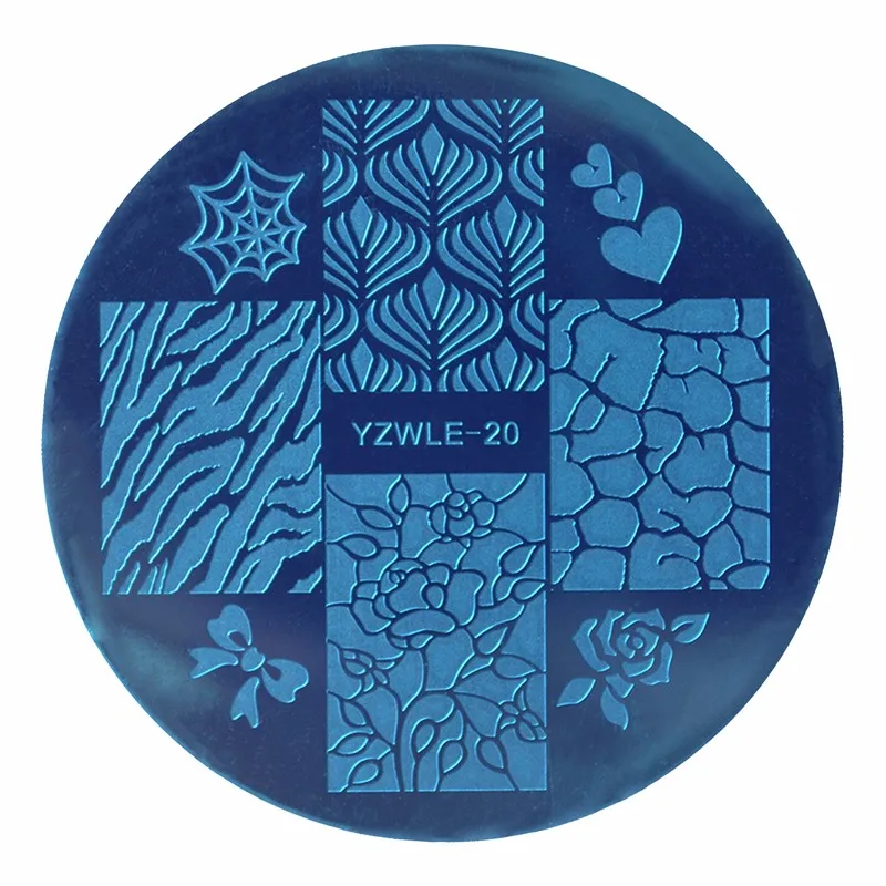 1 лист штамповочная пластина с изображениями для нейл-арта, 5,6 см из нержавеющей стали Шаблон для полировки маникюра трафарет Инструменты(YZWLE-20