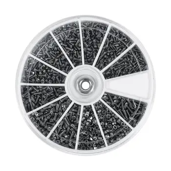 

600pcs 12 Kinds of Small Screws Nuts Assortment Kit M1 M1.2 M1.4 M1.6 for Watches Glassess Small Screw Box
