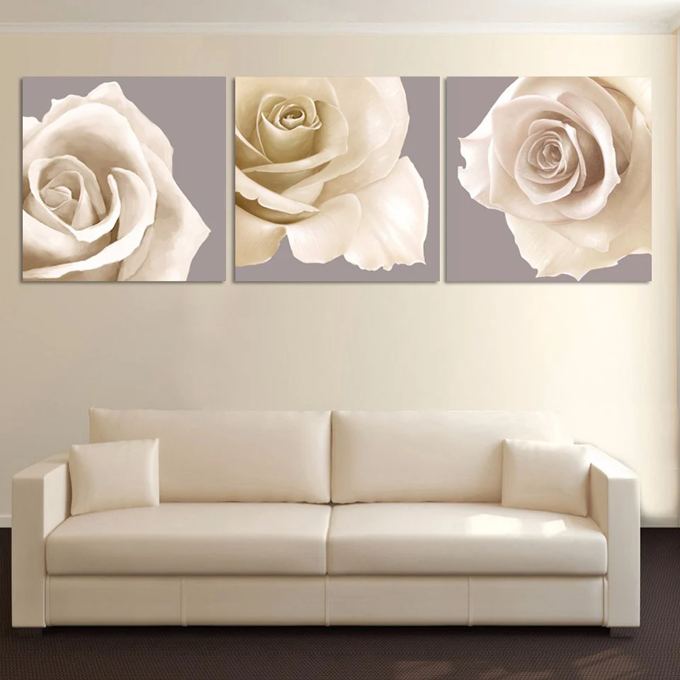 Modular Pictures Framework HD Printed 3 Panel White Flower Landscape Home Decor Living Room Wall Art Paintings Modern Canvas