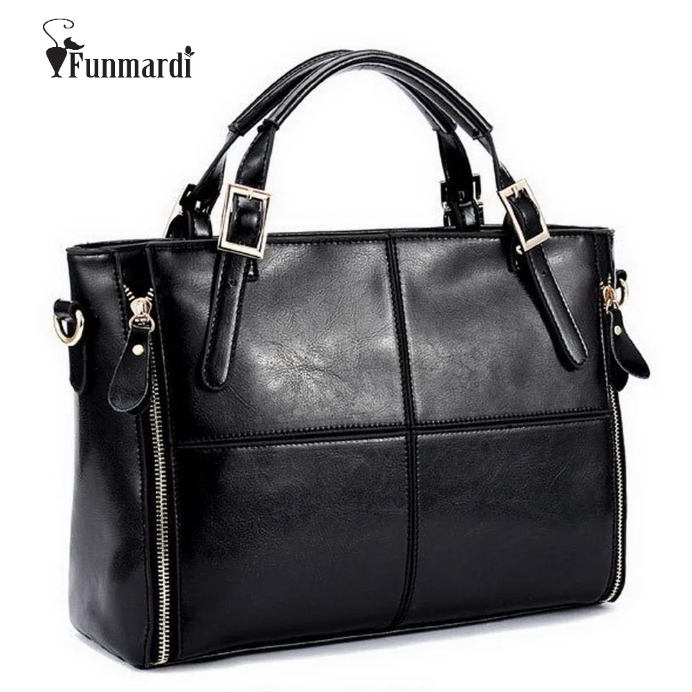  FUNMARDI Luxury Handbags Women Bags Designer Split Leather Bags Women Handbag Brand Top-handle Bags - 32275626339