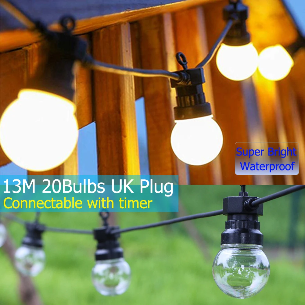 

10M 20LEDs Timer Function Globe Bulb String Light Festoon Party Ball Outdoor Waterproof LED Party Hanging Camping Decor D20
