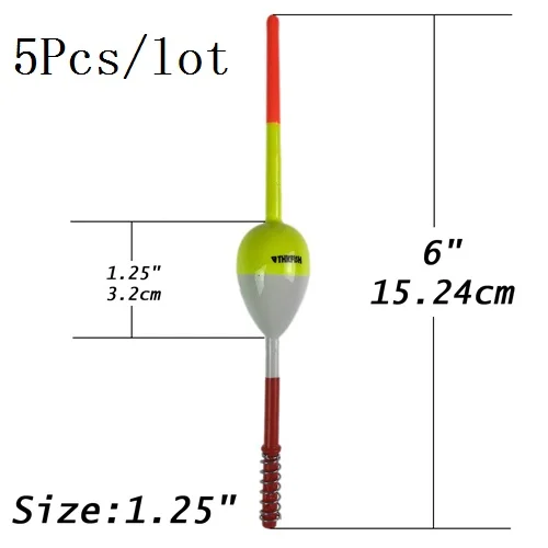 THKFISH 5 шт./лот " Весенние Рыболовные Поплавки-бобберы Crappie Panfish Balsa Деревянный Поплавок овальная палка поплавок - Цвет: 5Pcs 1.25inchX6inch