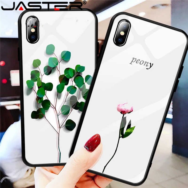

JASTER For iPhone XS MAX XR 6 6S 7 8 Plus Phone Cases Clear Tempered Glass Pattern Cover For iPhone XS Max XR 10 Ultra Thin Case