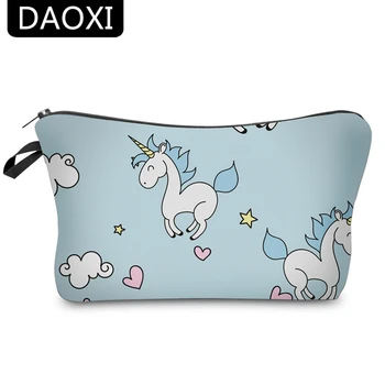 

DAOXI Unicorn Women Cosmetic Bags 3D Printing Lovely Cartton Makeup Organizer Polyester with Zipper 10018
